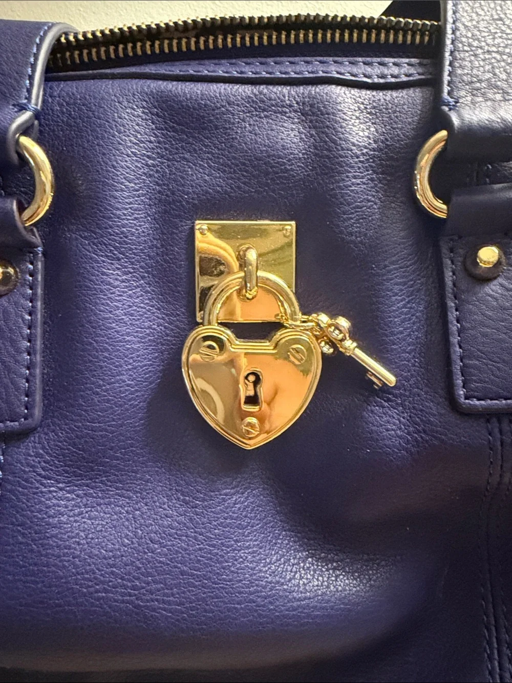 Juicy Couture Blue Leather Satchel with Heart Lock